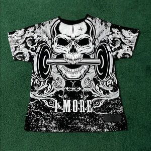 Black and White Skull Graphic T-Shirt